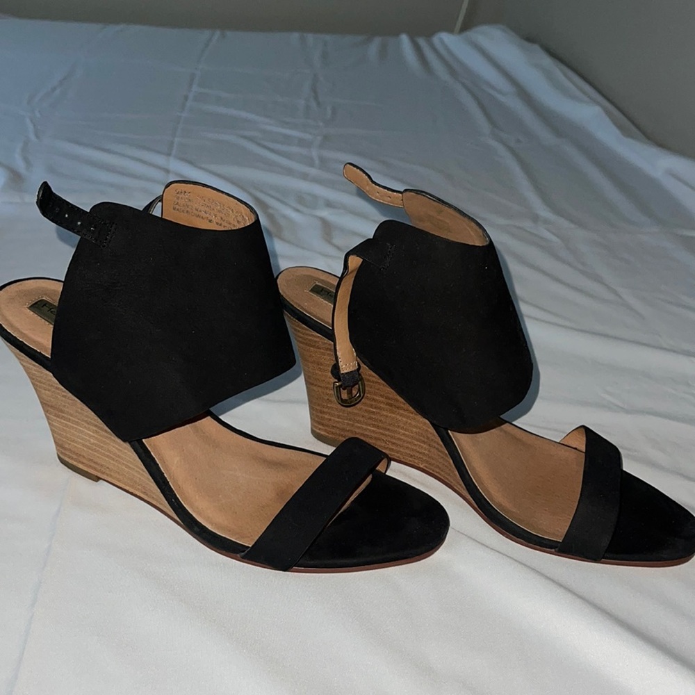 Halogen Wedge Sandals in Black